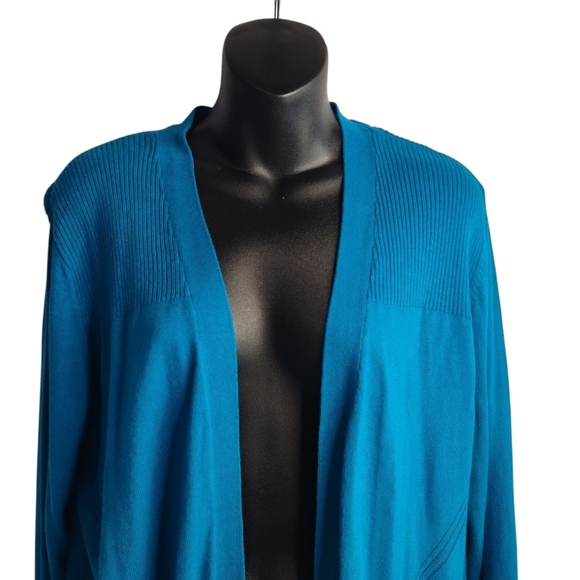 Worthington Sweater Cardigan Womens Open Front Knit Long Sleeve Solid Blue L NWT - Picture 3 of 8